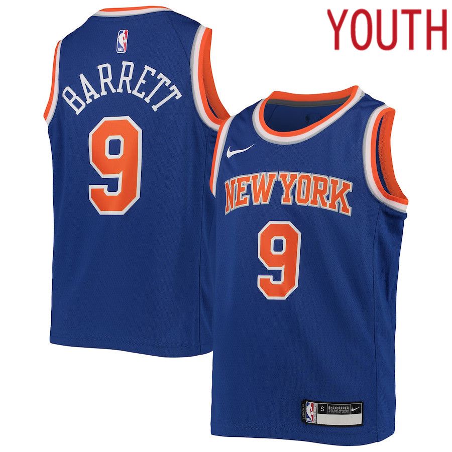 Youth New York Knicks 9 RJ Barrett Nike Royal Swingman NBA Jersey